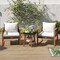 3 Pieces Patio Furniture Set with Tempered Glass Top Table and Soft Cushions-Off White